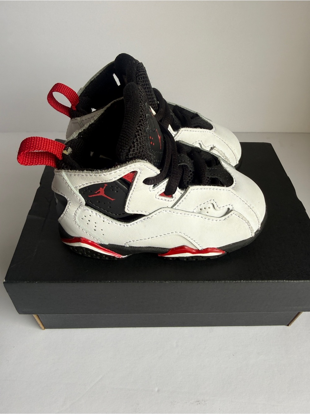 Jordan Kids' White Black Red High-Top Sneakers